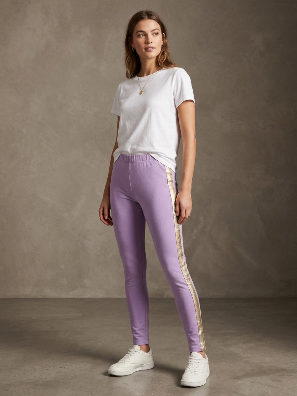 Carter's Lilac Leggings with Metallic Gold Side Stripe